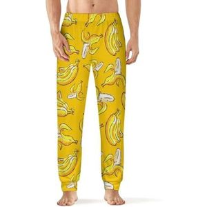 Banana Tropics Heren Slaap Pyjama Lounge Broek Rechte Fit Slaap Bodems Zachte Lange Pj Broek Nachtkleding