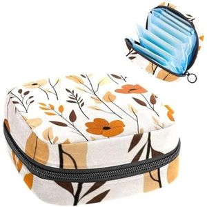 Opbergtas voor maandverband, bloemen- en bladeren, abstract kunstpatroon, draagbare maandverband, inlegkruisjes, tampons, maandverband, opberghouder voor vrouwen, school, kantoor