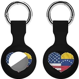 Venezuela USA Vlag Hart Siliconen Case Voor Airtags Met Sleutelhanger Beschermhoes Airtag Finder Accessoires Houder