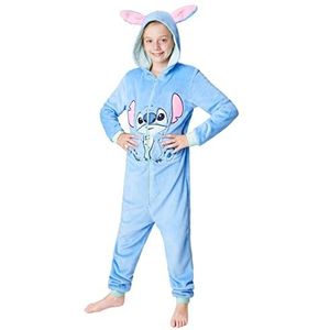 Disney Stitch Onesie voor Kinderen Fleece Pyjama Lounge Wear Eeyore Minnie Mouse Stitch Geschenken (Blauw Stitch, 14-15 Jaar)