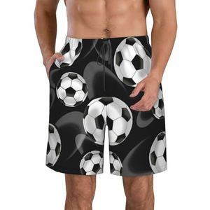 PHTZEZFC Zwarte voetbalshort voor heren, strandshorts, zomershorts met sneldrogende technologie, lichtgewicht en casual, Wit, L