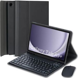 EHLCYS Toetsenbordhoes voor Samsung Galaxy Tab A9 Plus / A9+ 11-inch 2023 Model (Sm-X210/X216/X218) Met Muis, Afneembaar Draadloos Bluetooth QWERTY Toetsenbord, Ultradunne Hoes Met Penhouder,zwart