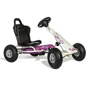 Ferbedo Go Air Runner 105014 Gokart/kart in wit/roze met geluidstuurwiel en luchtbanden, vanaf ca. 3-8 jaar