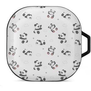 Kinderpatroon met Panda's Oordopjes Hoesje Compatibel met Samsung Hard Shell Beschermhoes Zwart-Stijl