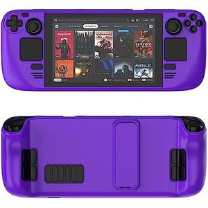 Beschermhoes voor stoomdek met standaard, kleurrijke PC huidvriendelijke beschermhoes voor stoom dek gameconsole, valbestendige hoes met volledige bescherming (donkerpaars)