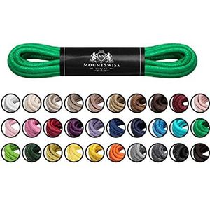 Mount Swiss Luxe schoenveters, waterafstotende en scheurvaste veters, rond, diameter 2-3 mm, van fijn katoen/gewaxt, kleur: groen, lengte: 60 cm