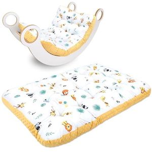 Vloerkussen groot 70x110 cm - zitkussen kinder vloer speelkleed baby vloermatras kinderkamer Minky Safari met Toffee