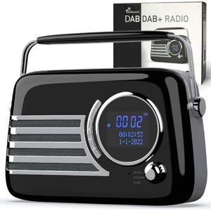 Draagbare DAB/DAB+ Radio - Retro - Bluetooth-luidspreker - Oplaadbare Batterij - Vintage