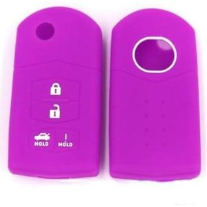 QWLEYCHN Siliconen autosleutelbehuizing met 4 knoppen, voor Mazda 3 6 MX-5 Miata 2010 2011 2012 Opvouwbare afstandsbediening Bescherm Shell