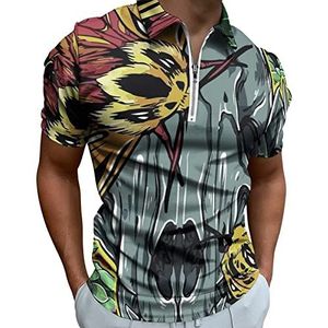 Mexicaanse tijgermot half rits poloshirts voor mannen slim fit korte mouw T-shirt sneldrogend golf tops T-shirts L