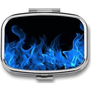 Blue Flame Pil Organizer Vierkante Geneeskunde Case met Spiegel Dagelijkse Pillen Dozen voor Portemonnee Mini Medicijn Opslag Container Doos Compacte Pillenhouder voor Vitamines