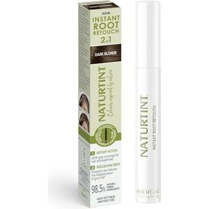 Naturtint | Instant Root Retouch | Tijdelijk retoucheren voor grijs haar, wortels en wenkbrauwen | Praktisch en comfortabel dankzij de kwast | 98,5% natuurlijke ingrediënten | donkerblond | 10 ml