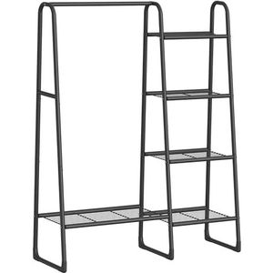 SONGMICS Kledingrek, kleerhanger, 5 opbergplanken, metalen frame, 40 x 101,7 x 153,3 cm, voor slaapkamer, woonkamer, hal, inktzwart HSR138B01