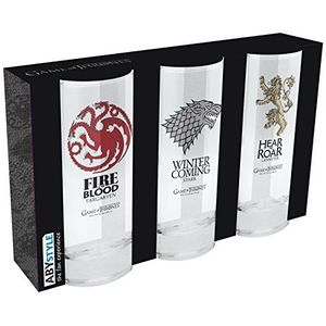 ABYSTYLE - Game of Thrones - set van 3 glazen sterk, targaryen en lannister