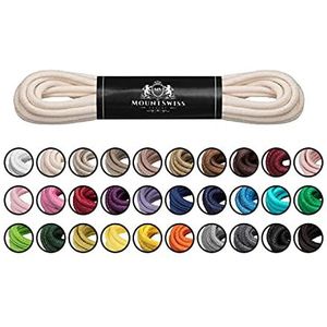 Mount Swiss Luxe schoenveters, waterafstotende en scheurvaste veters, rond, diameter 2-3 mm, van fijn katoen/gewaxt, kleur: crème, lengte: 45 cm