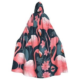 SSIMOO Roze flamingo's betoverende cape met capuchon voor volwassenen voor Halloween en feestkostuums - modieuze damesgewaden, capes