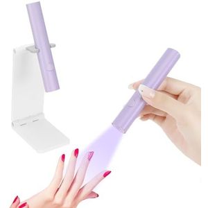 UV-lamp voor gelnagels, draagbare kleine uv-nagellamp, oplaadbaar, met standaard, mini uv-ledlamp voor nagels, voor gelnagellak, voor het uitharden van nagellijm en nageltips, voor beginners, paars