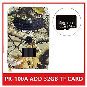 Wilde dierencamera Outdoor trail camera 1 2MP 1080P HD Wild Animal Camera's Waterdichte Wildlife Monitor Cam Night Vision Photo Traps Verkenning, beveiliging van het huis(PR-100A ADD 32GB)