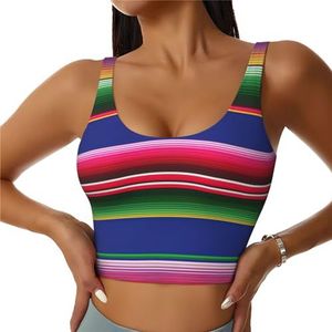 Kleurrijke Mexicaanse Strepen Print Comfortabele Vrouwen Sport Vest Yoga Workout Vest Voor Vrouwen Lichtgewicht Zomer, Zwart, S