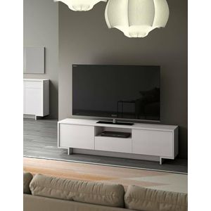 Dmora Andromeda, tv-standaard voor woonkamer, lowboard met 2 deuren en 1 lade, 100% Made in Italy, 170 x 42 x 48 cm, wit