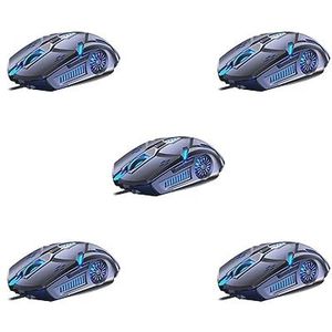 5 set bedrade muis zes knoppen multi-color lichtgevende gaming mechanische muis grijs