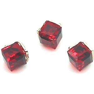 Knopen voor naaien 6 Stuks Strass Kleine Glazen Knoppen Diamante Juweel Helder Vierkante Schacht Knop Craft for Jas Kleding-Rood, 11mm (Color : Rosso)