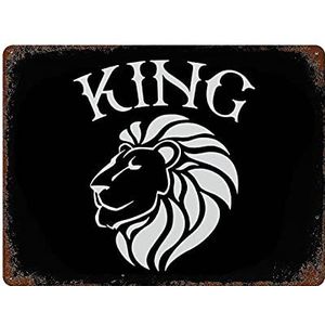 King of the Jungle Lion Creatief tinnen bord retro metalen tinnen bord vintage wanddecoratie retro kunst tinnen bord grappige decoraties cadeau grappig