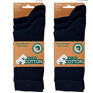 Lieblingsstrumpf24 by Koronowski 6 paar biologische katoenen sokken basic-sokken Öko-Tex Standard 100 zonder naad, Donkerblauw, 43-46 EU