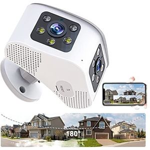 DVR-kits voor bewaking, 4K 5MP 6MP Verrekijker Camera Vaste HD Cctv Cam Surveillance Outdoor Panoramisch 180 ° Brede Kijkhoek Bewegingsdetectie,Buitencameratoezicht(5MP Camera With 32GB)