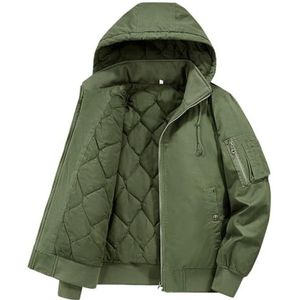 Groen,3XL,Herenjas Winter Katoen Warme Dikke Winddichte Capuchonjas, Tactische Rits Parka Bomberjack