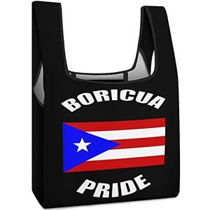 Vintage Boricua Pride Puerto Ricaanse PR vlag herbruikbare boodschappentassen opvouwbare boodschappentassen grote opvouwbare draagtas met lange handgrepen