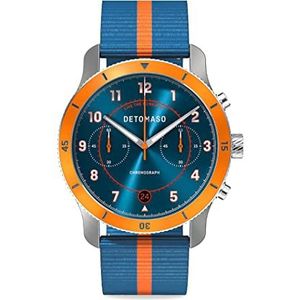 DeTomaso Venture Chronograaf Limited Edition Blue Orange - Nylon Blue Orange, blauw, Riemen.