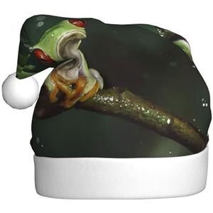 COMAAM Peace Tree Frog Volwassen Pluche Kerstmuts Kerst Decoratieve Hoed Geschikt Voor Nieuwjaar Feestbenodigdheden