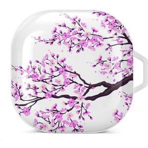 Sakura Tree Cherry Blossoms Oortelefoon Hoesje Compatibel met Galaxy Buds/Buds Pro Schokbestendig Hoofdtelefoon Case Cover Wit-Stijl