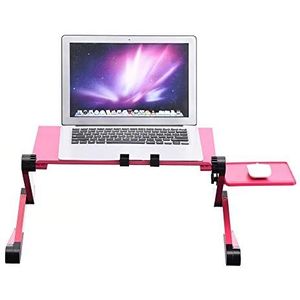 Ejoyous Laptopstandaard, in hoogte verstelbaar, aluminium notebooktafel, laptoptafel met muisplatform, inklapbare laptophouder, notebookstandaard, voor bed, ontbijt, kantoor, lezen (rozenrood)