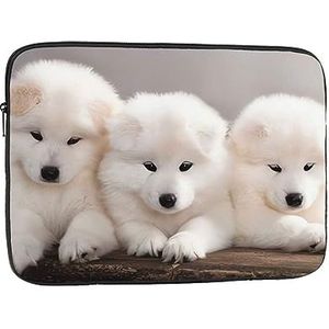 Kleine Witte Honden Patroon Print Laptop Sleeve Case Waterdichte schokbestendige Computer Cover Tas voor Vrouwen Mannen