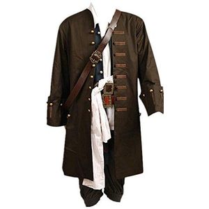 Harrypetter Piraat Kapitein Kostuum Mannen Halloween Caribische Jack Cosplay Kostuum Hoge Zee Buccaneer Fancy Jurk Complete Set