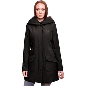 MARIKOO B856 Softshelljas voor dames, lange winterjas, waterafstotende outdoorjas, zwart, M