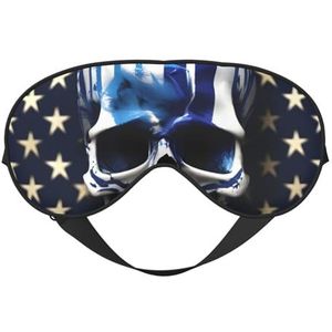 Blauwe Streep Sterren Schedel Print Comfortabele Oogmasker Ademend Verstelbare Mannen Vrouwen Lichtgewicht Reizen Yoga Werk