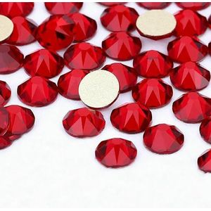 2088 DIY kristal nageldecoraties zonder hotfix, 8 grote en 8 kleine strass steentjes, platte achterkant, plaknagels voor nagelkunst - donker Siam - SS10-1440 stuks