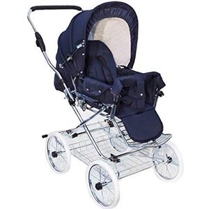 Eichhorn Buggy 419RFS-K041-EVA-0 Sportwagen met leren riemframe en verstelbare duwstang, EVA-wiel, marineblauw