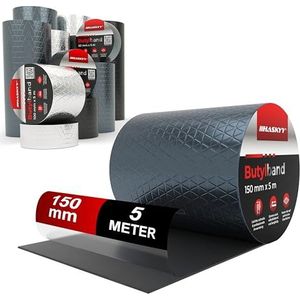 Waterdicht plakband butylband, 150 mm x 5 m, antraciet, hoogwaardig zelfklevend met aluminiumfolie, butyltape, verouderingsbestendig, corrosiebestendig, uv-bestendig
