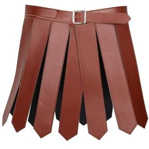 Siepificius Romeinse gladiatorrok voor rave party, PU, cosplay, Romeinse krijgerskostuum, verstelbaar, bruin, donkerbruin, 110 cm