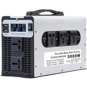 Spanningsomvormer 3000W DC 12V 24V 48V 60V 72V Naar AC 110V 220V Spanning 50/60HZ Omvormer Zonne-energie Auto-omvormer Met LED Zuivere Sinusomvormer Omvormer(12V,220V(50Hz),Europe)