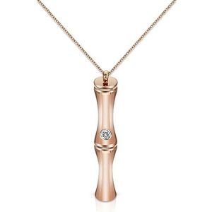 Halsketting Damessieradenset Rose goudkleurig roestvrij staal Bamboe hanger ketting en oorbellen met kristal (Color : Necklace)