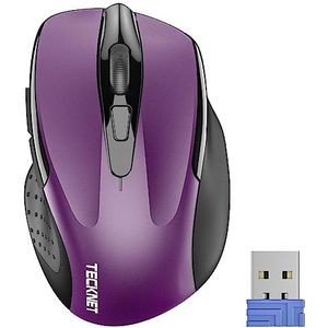 TECKNET Draadloze Muis, 2.4G Optische Muis 2600 DPI met 5 Instelbare Niveaus, Ergonomische Muis voor PC, Desktop/Laptop - Paars