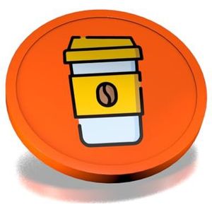 CombiCraft Koffie-To-Go consumptiemunten oranje - munten met een opdruk van koffiebeker to go - diameter 29 mm - verpakking 100 stuks - handig betaalmiddel voor festivals, evenementen en horeca