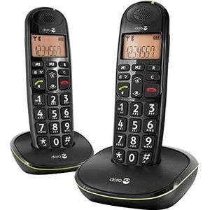 Doro PhoneEasy 100w Duo DECT draadloze telefoon met extra handset (oplaadschaal, handsfree) zwart