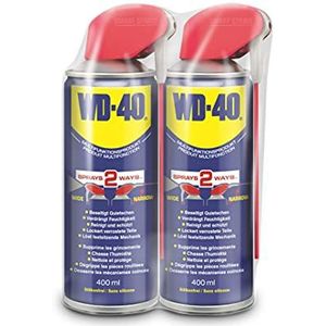 WD-40 Smart Straw Multifunctioneel product, 2 x 400 ml, smeert, beschermt, reinigt en lost, verdringt vocht, niet geleidend, corrosiebescherming, 360°-ventiel, punt- en oppervlaktesproeiing