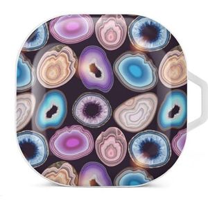 Geode en agaat snijdt oordopjes hoesje compatibel met Samsung hard shell beschermhoes wit stijl